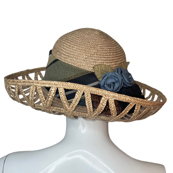 Whittall & Shon Raffia Flower Embellished Striped Band Betmar Hat - Picture 5 of 8